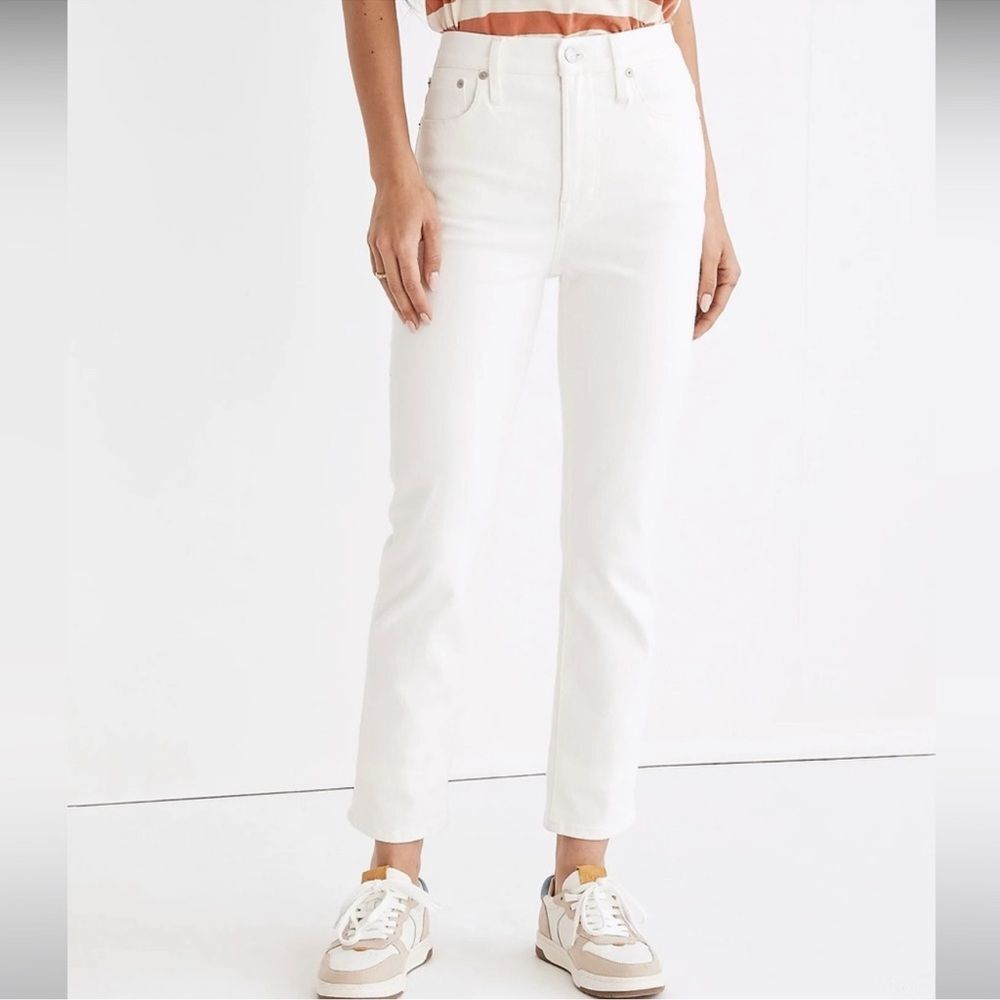 Madewell White High-Rise Straight Jeans